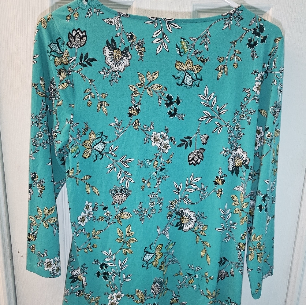 Columbia Blue Long Sleeve Blouse with Playful Print - Picture 4 of 4